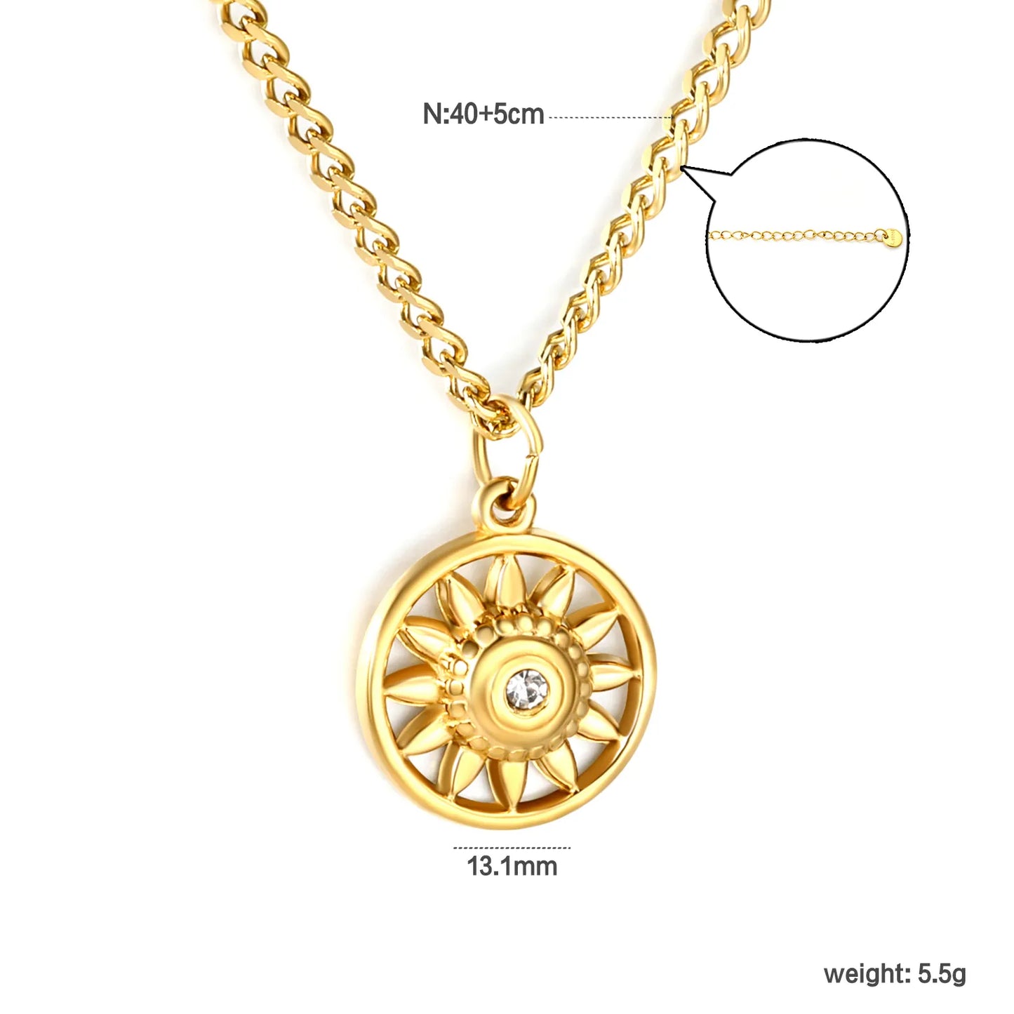 18K Gold/Silver Plated Sunburst Crystal Pendant Necklace | Wholesale Bulk Order | MOQ 12 | 40+5cm