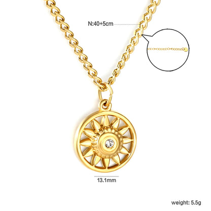 18K Gold/Silver Plated Sunburst Crystal Pendant Necklace | Wholesale Bulk Order | MOQ 12 | 40+5cm
