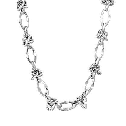 8mm Knot-Accent Stainless Steel Necklace | Wholesale Bulk Order | MOQ 12 | Statement Jewelry