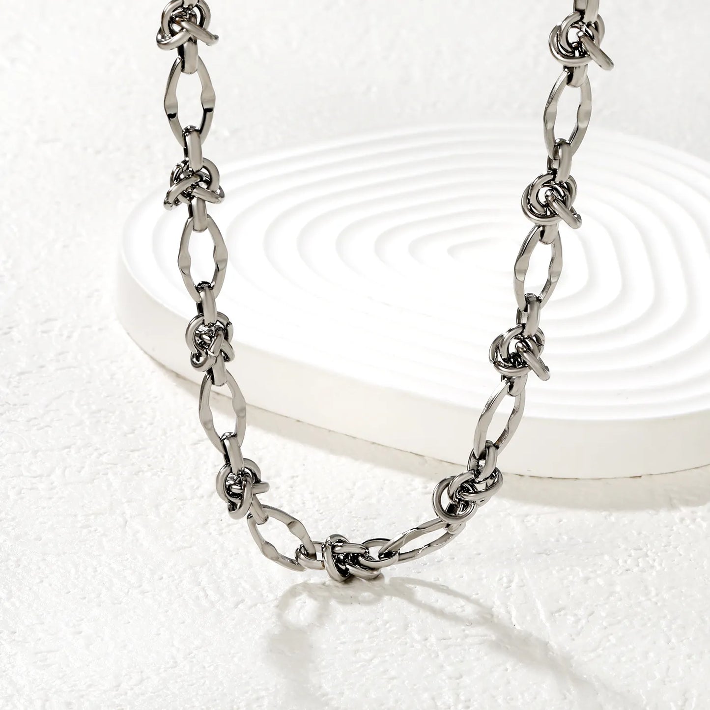 8mm Knot-Accent Stainless Steel Necklace | Wholesale Bulk Order | MOQ 12 | Statement Jewelry