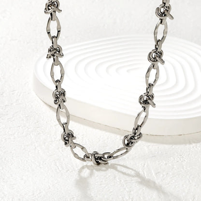 8mm Knot-Accent Stainless Steel Necklace | Wholesale Bulk Order | MOQ 12 | Statement Jewelry