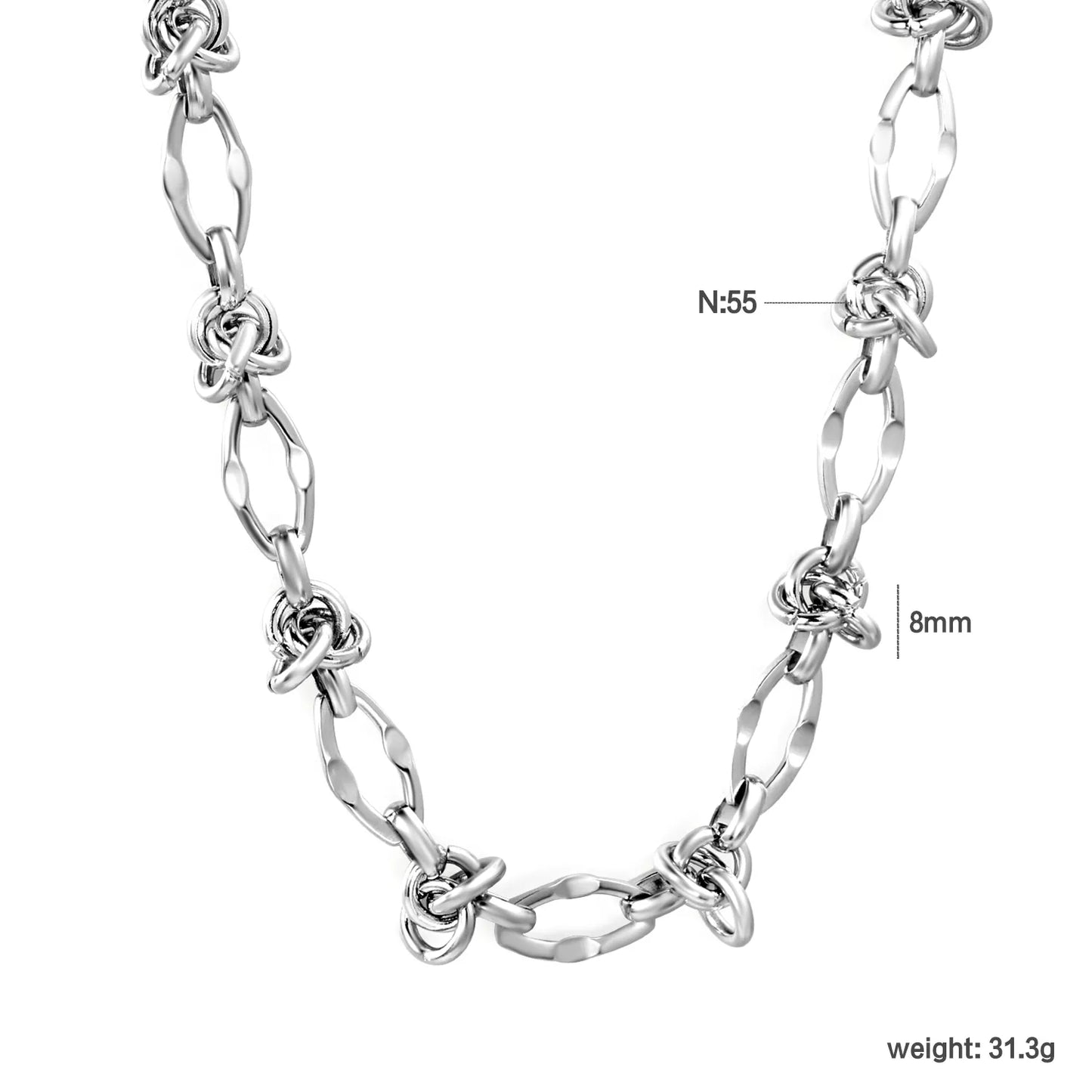 8mm Knot-Accent Stainless Steel Necklace | Wholesale Bulk Order | MOQ 12 | Statement Jewelry