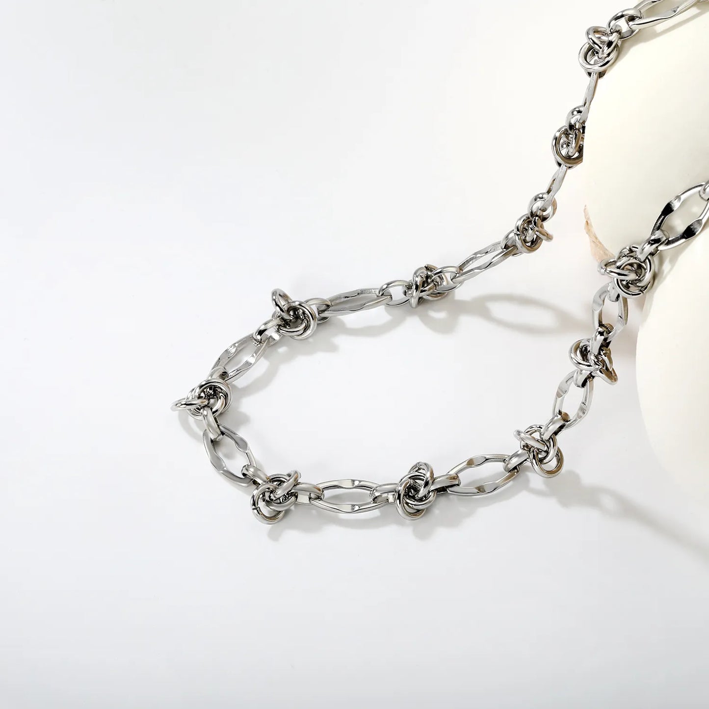 8mm Knot-Accent Stainless Steel Necklace | Wholesale Bulk Order | MOQ 12 | Statement Jewelry