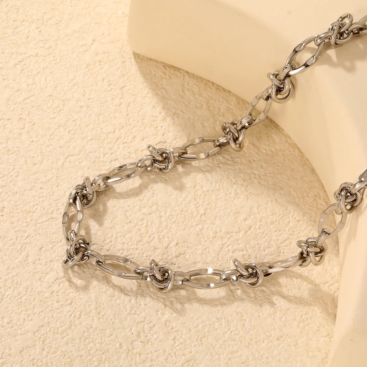 8mm Knot-Accent Stainless Steel Necklace | Wholesale Bulk Order | MOQ 12 | Statement Jewelry