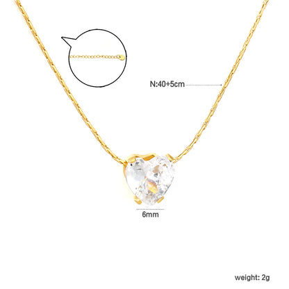 18K Gold Plated 6mm Crystal Heart Pendant Necklace | Wholesale  MOQ 12 | 40+5cm Adjustable Jewelry for Bulk Order