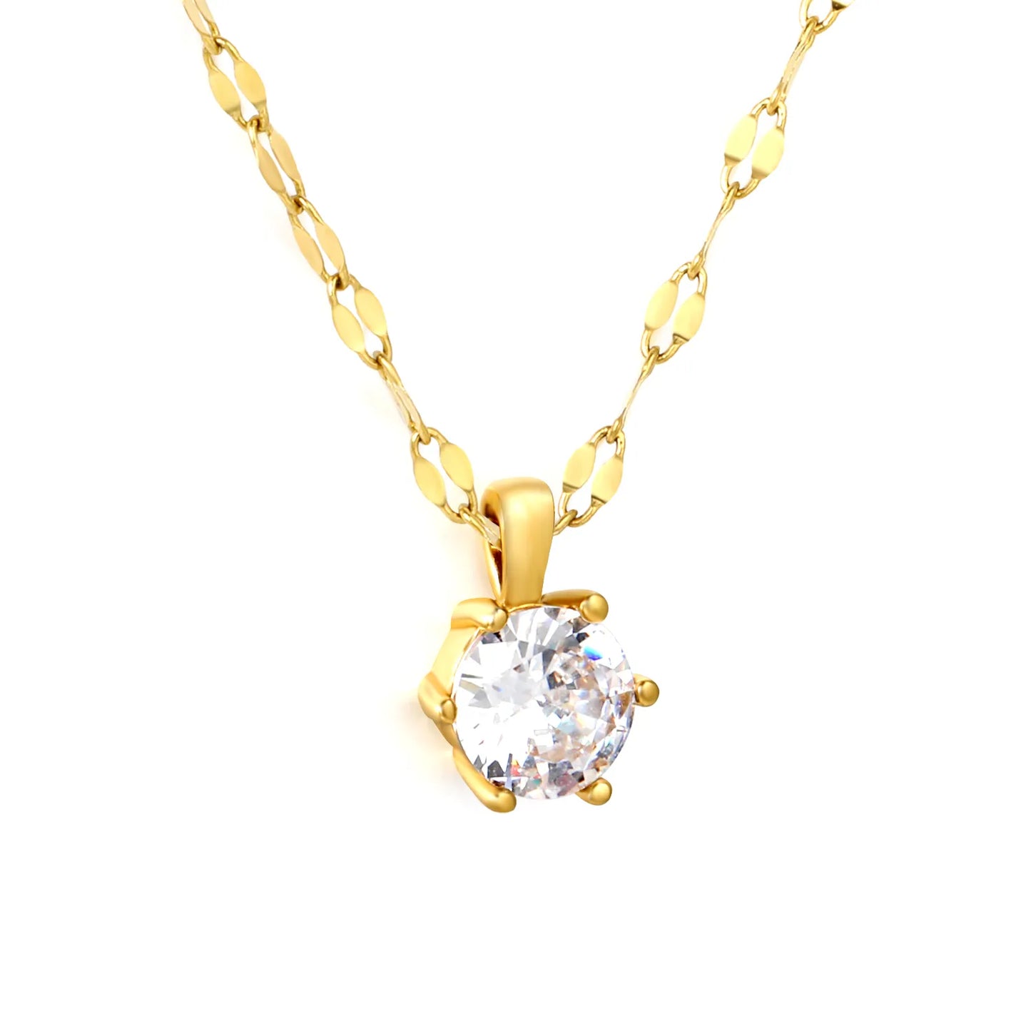 Gold/Silver Color 8.5mm Crystal Pendant Necklace | Wholesale Bulk Order | MOQ 12 | 40+5cm Stainless Steel Jewelry
