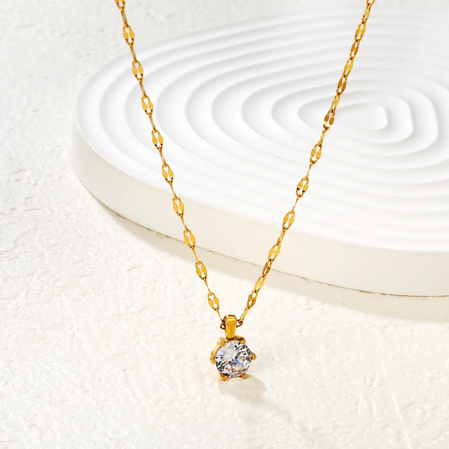Gold/Silver Color 8.5mm Crystal Pendant Necklace | Wholesale Bulk Order | MOQ 12 | 40+5cm Stainless Steel Jewelry