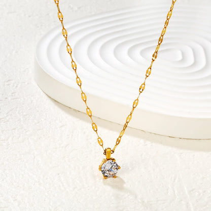 Gold/Silver Color 8.5mm Crystal Pendant Necklace | Wholesale Bulk Order | MOQ 12 | 40+5cm Stainless Steel Jewelry
