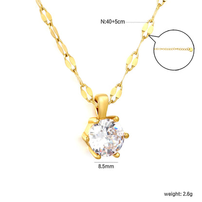 Gold/Silver Color 8.5mm Crystal Pendant Necklace | Wholesale Bulk Order | MOQ 12 | 40+5cm Stainless Steel Jewelry