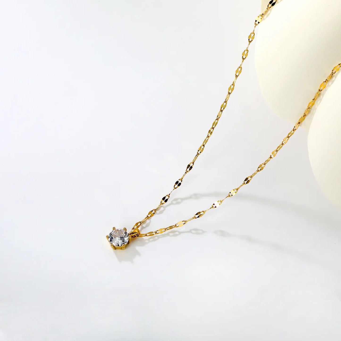 Gold/Silver Color 8.5mm Crystal Pendant Necklace | Wholesale Bulk Order | MOQ 12 | 40+5cm Stainless Steel Jewelry
