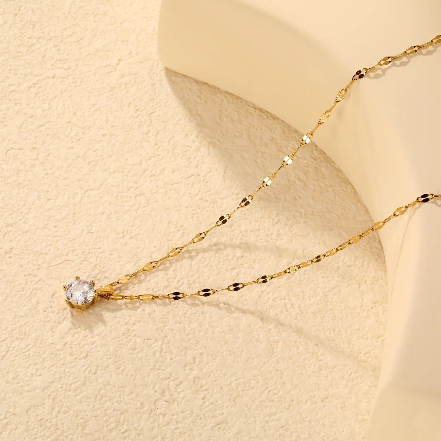 Gold/Silver Color 8.5mm Crystal Pendant Necklace | Wholesale Bulk Order | MOQ 12 | 40+5cm Stainless Steel Jewelry