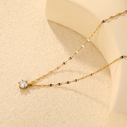 Gold/Silver Color 8.5mm Crystal Pendant Necklace | Wholesale Bulk Order | MOQ 12 | 40+5cm Stainless Steel Jewelry