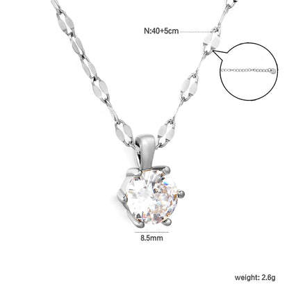 Gold/Silver Color 8.5mm Crystal Pendant Necklace | Wholesale Bulk Order | MOQ 12 | 40+5cm Stainless Steel Jewelry