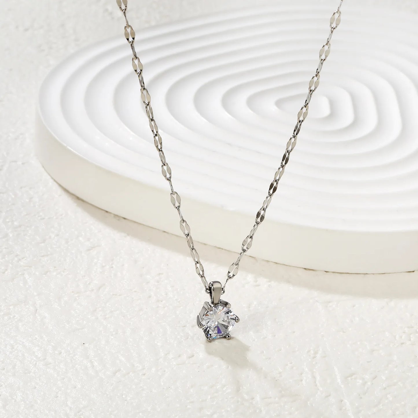 Gold/Silver Color 8.5mm Crystal Pendant Necklace | Wholesale Bulk Order | MOQ 12 | 40+5cm Stainless Steel Jewelry