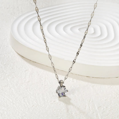 Gold/Silver Color 8.5mm Crystal Pendant Necklace | Wholesale Bulk Order | MOQ 12 | 40+5cm Stainless Steel Jewelry