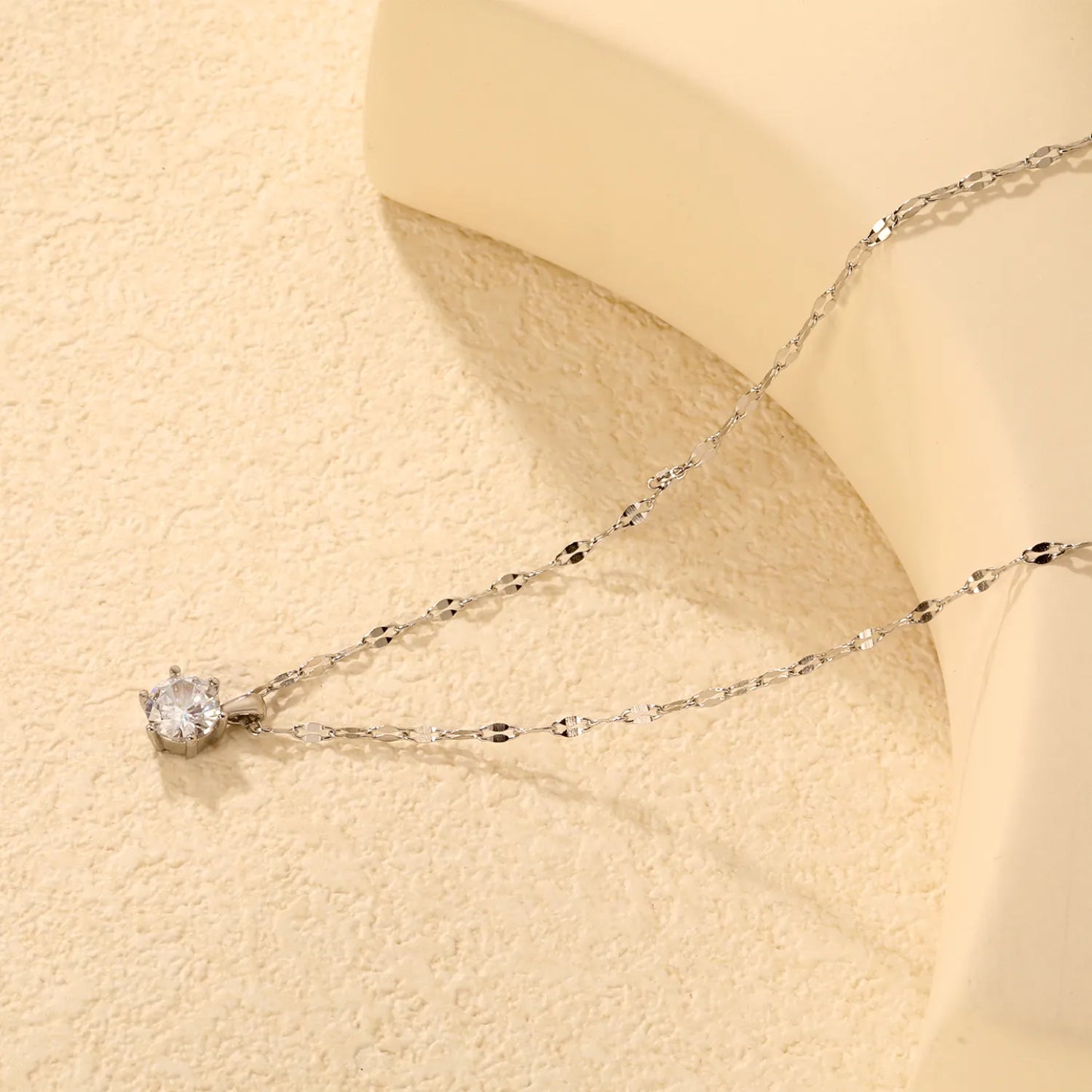 Gold/Silver Color 8.5mm Crystal Pendant Necklace | Wholesale Bulk Order | MOQ 12 | 40+5cm Stainless Steel Jewelry