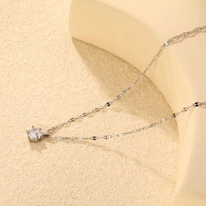 Gold/Silver Color 8.5mm Crystal Pendant Necklace | Wholesale Bulk Order | MOQ 12 | 40+5cm Stainless Steel Jewelry