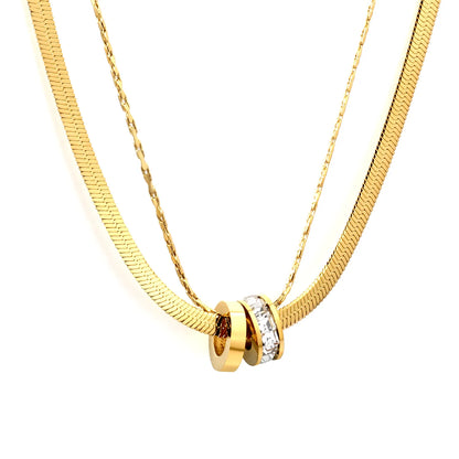 N:40+40+5 Adjustable 3-Layer Crystal Bead Necklace | 18K Gold/Silver Plated | Wholesale Bulk Order | MOQ 12