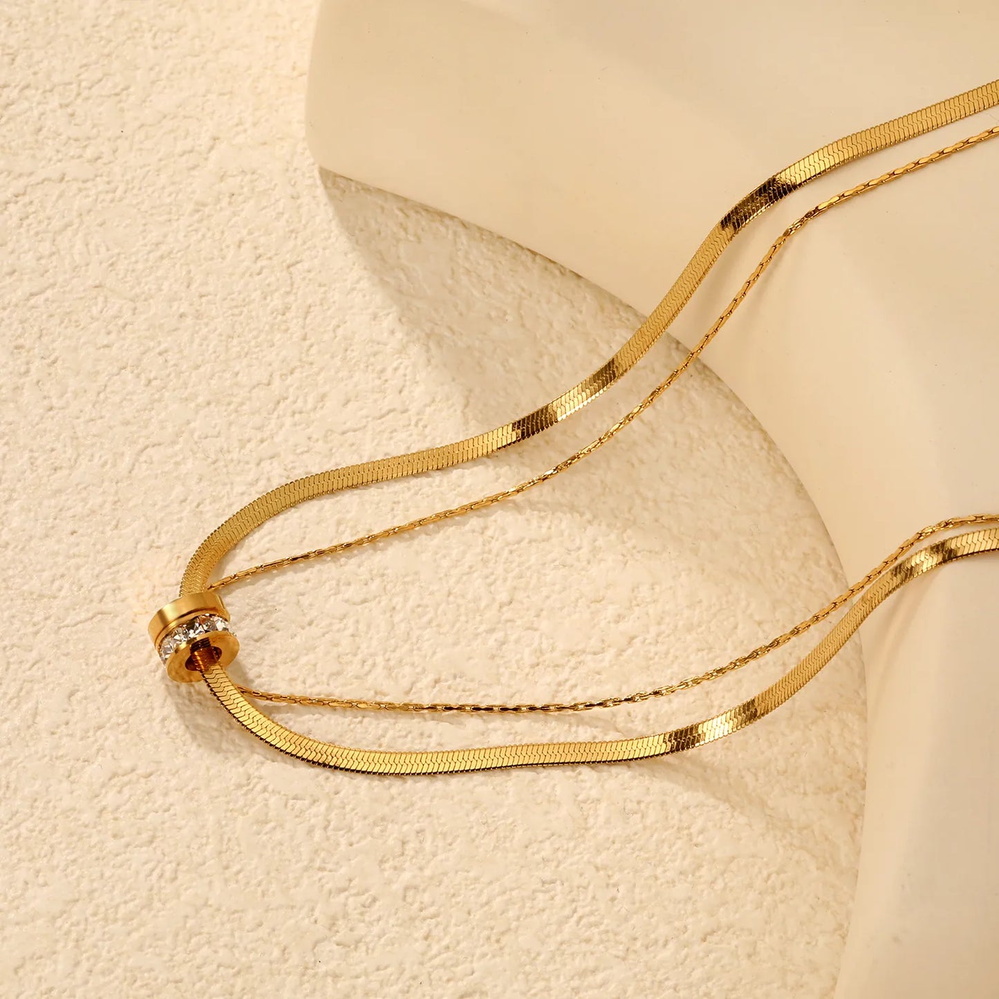 N:40+40+5 Adjustable 3-Layer Crystal Bead Necklace | 18K Gold/Silver Plated | Wholesale Bulk Order | MOQ 12