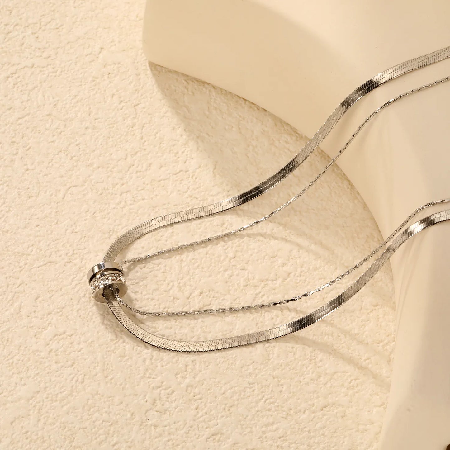 N:40+40+5 Adjustable 3-Layer Crystal Bead Necklace | 18K Gold/Silver Plated | Wholesale Bulk Order | MOQ 12