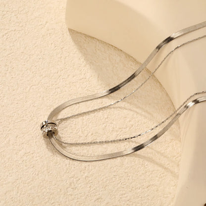 N:40+40+5 Adjustable 3-Layer Crystal Bead Necklace | 18K Gold/Silver Plated | Wholesale Bulk Order | MOQ 12
