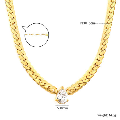 7x10mm Teardrop Crystal Braid Chain Necklace | MOQ 12 | Wholesale Bulk Order | N:40+5cm Adjustable Jewelry