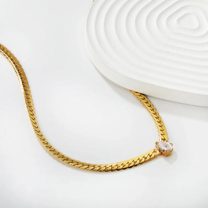 7x10mm Teardrop Crystal Braid Chain Necklace | MOQ 12 | Wholesale Bulk Order | N:40+5cm Adjustable Jewelry