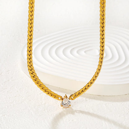 7x10mm Teardrop Crystal Braid Chain Necklace | MOQ 12 | Wholesale Bulk Order | N:40+5cm Adjustable Jewelry