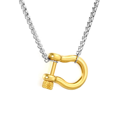Two-Tone (Gold-Silver) & Full Silver Shackle Pendant Chain Necklace | MOQ 12 | Wholesale Bulk Order | N:50cm Chain Jewelry