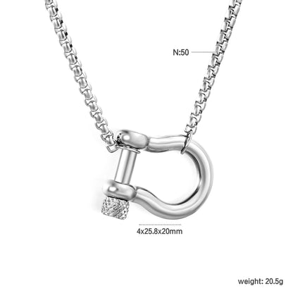 Two-Tone (Gold-Silver) & Full Silver Shackle Pendant Chain Necklace | MOQ 12 | Wholesale Bulk Order | N:50cm Chain Jewelry