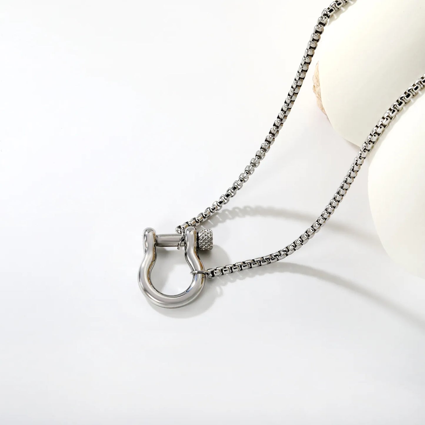 Two-Tone (Gold-Silver) & Full Silver Shackle Pendant Chain Necklace | MOQ 12 | Wholesale Bulk Order | N:50cm Chain Jewelry