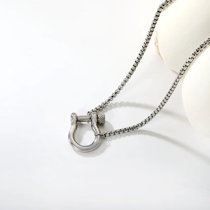 Two-Tone (Gold-Silver) & Full Silver Shackle Pendant Chain Necklace | MOQ 12 | Wholesale Bulk Order | N:50cm Chain Jewelry
