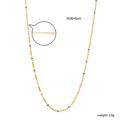 Multi-Color Bead & Bar Station Necklace | MOQ 12 | Wholesale Bulk Order | N:40+5cm Adjustable Jewelry