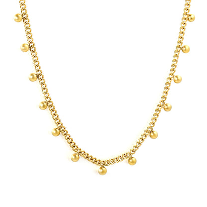 Wholesale Bulk Order | Gold/Silver Beaded Curb Chain Necklace (3mm Spaced Beads) | 18K Plated | N:40+5cm Adjustable
