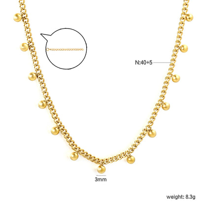 Wholesale Bulk Order | Gold/Silver Beaded Curb Chain Necklace (3mm Spaced Beads) | 18K Plated | N:40+5cm Adjustable