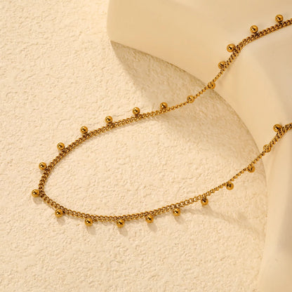 Wholesale Bulk Order | Gold/Silver Beaded Curb Chain Necklace (3mm Spaced Beads) | 18K Plated | N:40+5cm Adjustable