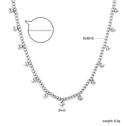 Wholesale Bulk Order | Gold/Silver Beaded Curb Chain Necklace (3mm Spaced Beads) | 18K Plated | N:40+5cm Adjustable