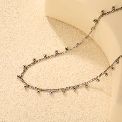 Wholesale Bulk Order | Gold/Silver Beaded Curb Chain Necklace (3mm Spaced Beads) | 18K Plated | N:40+5cm Adjustable