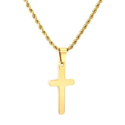 Gold/Silver Cross Pendant Rope Chain Necklace | MOQ 12 | Wholesale Bulk Order | N:55cm Chain Jewelry