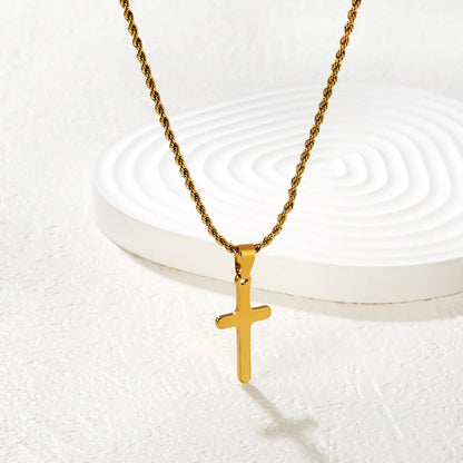 Gold/Silver Cross Pendant Rope Chain Necklace | MOQ 12 | Wholesale Bulk Order | N:55cm Chain Jewelry
