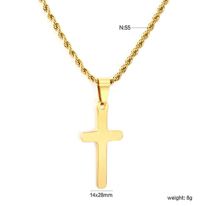 Gold/Silver Cross Pendant Rope Chain Necklace | MOQ 12 | Wholesale Bulk Order | N:55cm Chain Jewelry