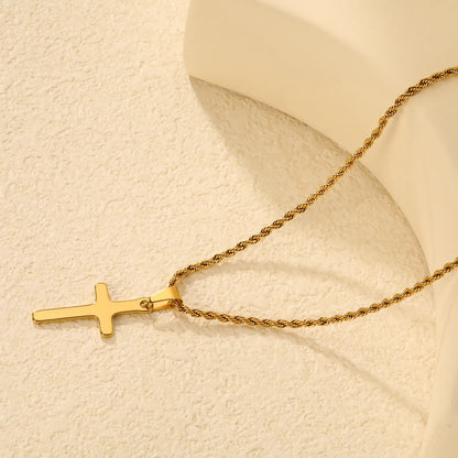 Gold/Silver Cross Pendant Rope Chain Necklace | MOQ 12 | Wholesale Bulk Order | N:55cm Chain Jewelry