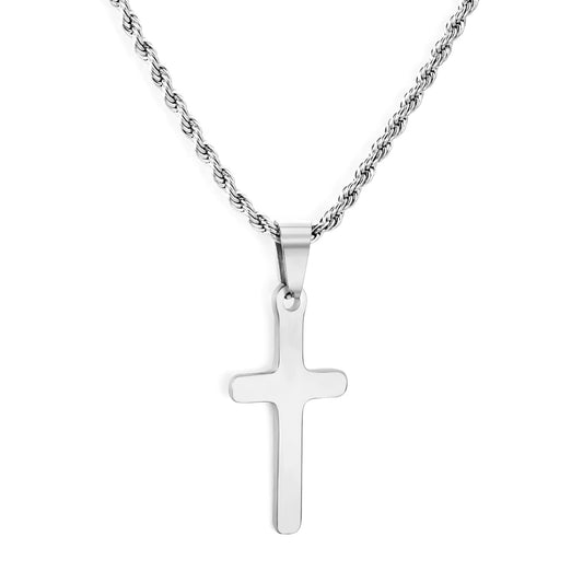 Gold/Silver Cross Pendant Rope Chain Necklace | MOQ 12 | Wholesale Bulk Order | N:55cm Chain Jewelry