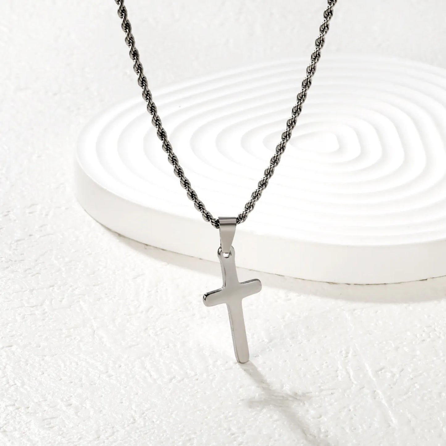 Gold/Silver Cross Pendant Rope Chain Necklace | MOQ 12 | Wholesale Bulk Order | N:55cm Chain Jewelry