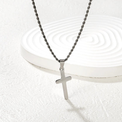 Gold/Silver Cross Pendant Rope Chain Necklace | MOQ 12 | Wholesale Bulk Order | N:55cm Chain Jewelry