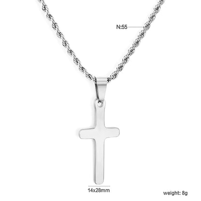 Gold/Silver Cross Pendant Rope Chain Necklace | MOQ 12 | Wholesale Bulk Order | N:55cm Chain Jewelry