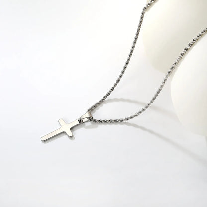 Gold/Silver Cross Pendant Rope Chain Necklace | MOQ 12 | Wholesale Bulk Order | N:55cm Chain Jewelry