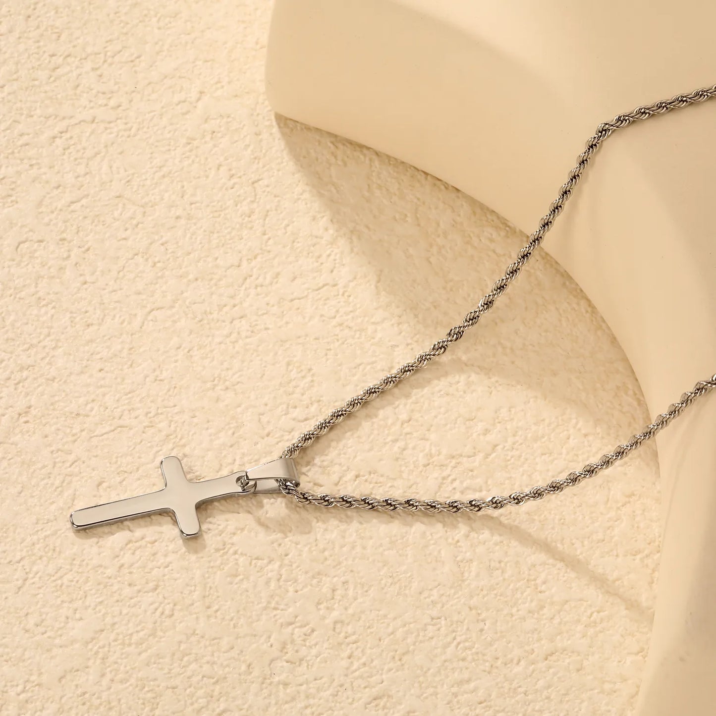 Gold/Silver Cross Pendant Rope Chain Necklace | MOQ 12 | Wholesale Bulk Order | N:55cm Chain Jewelry