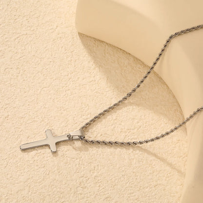 Gold/Silver Cross Pendant Rope Chain Necklace | MOQ 12 | Wholesale Bulk Order | N:55cm Chain Jewelry