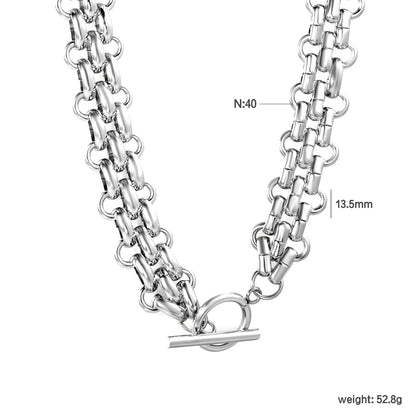 Stainless Steel Chunky Dual-Link Chain Necklace (Toggle Clasp) | MOQ 12 | Wholesale Bulk Order | N:40cm Chain Jewelry